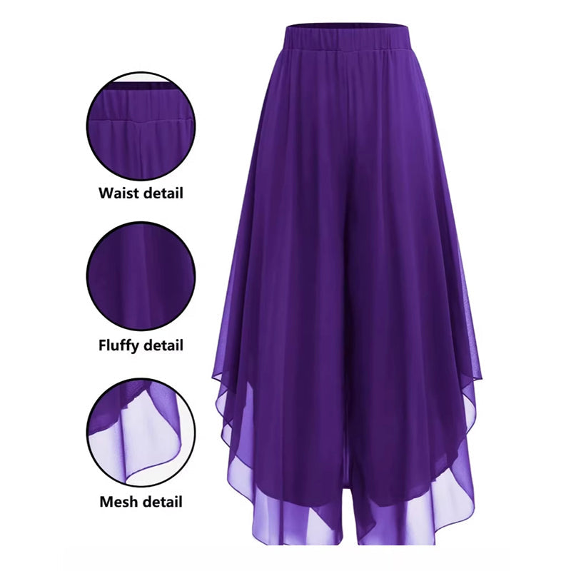 Iris | Asymmetric Chiffon Wide-Leg Pants
