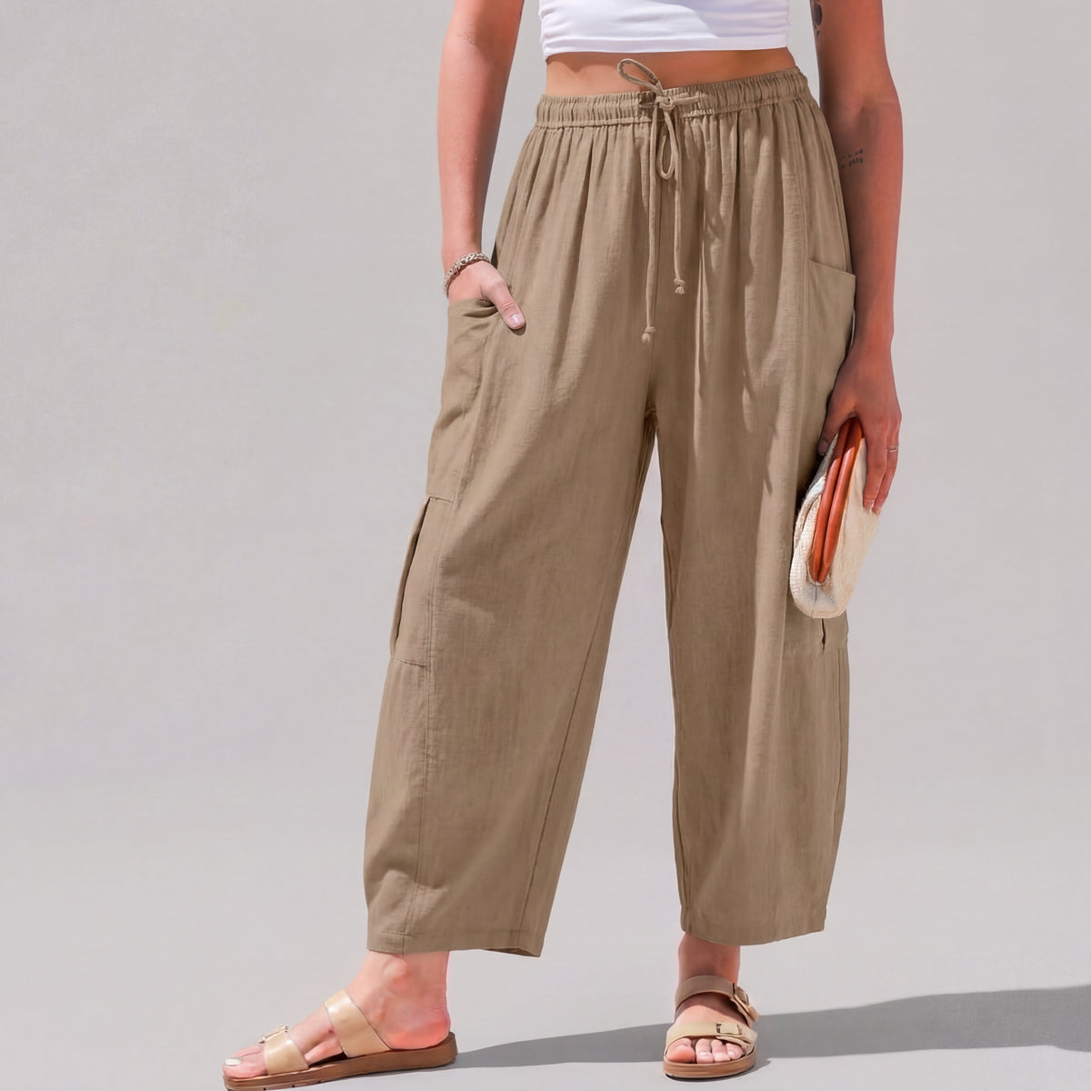 Leah | Linen-Blend Wide-Leg Pants