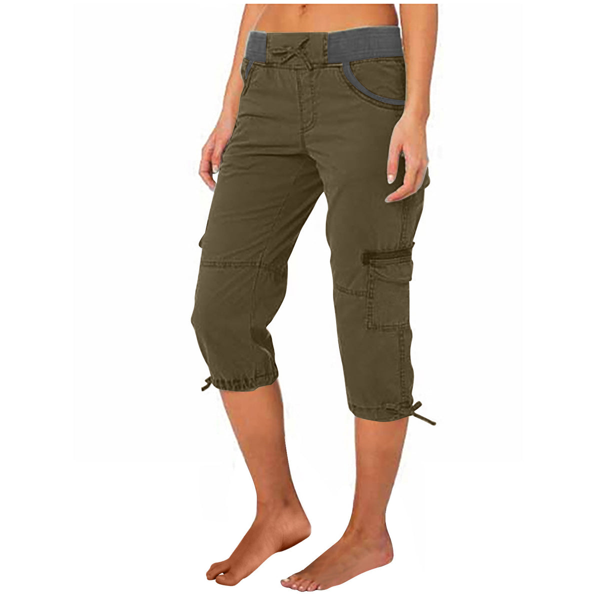 Megan cargo capri in Army Green
