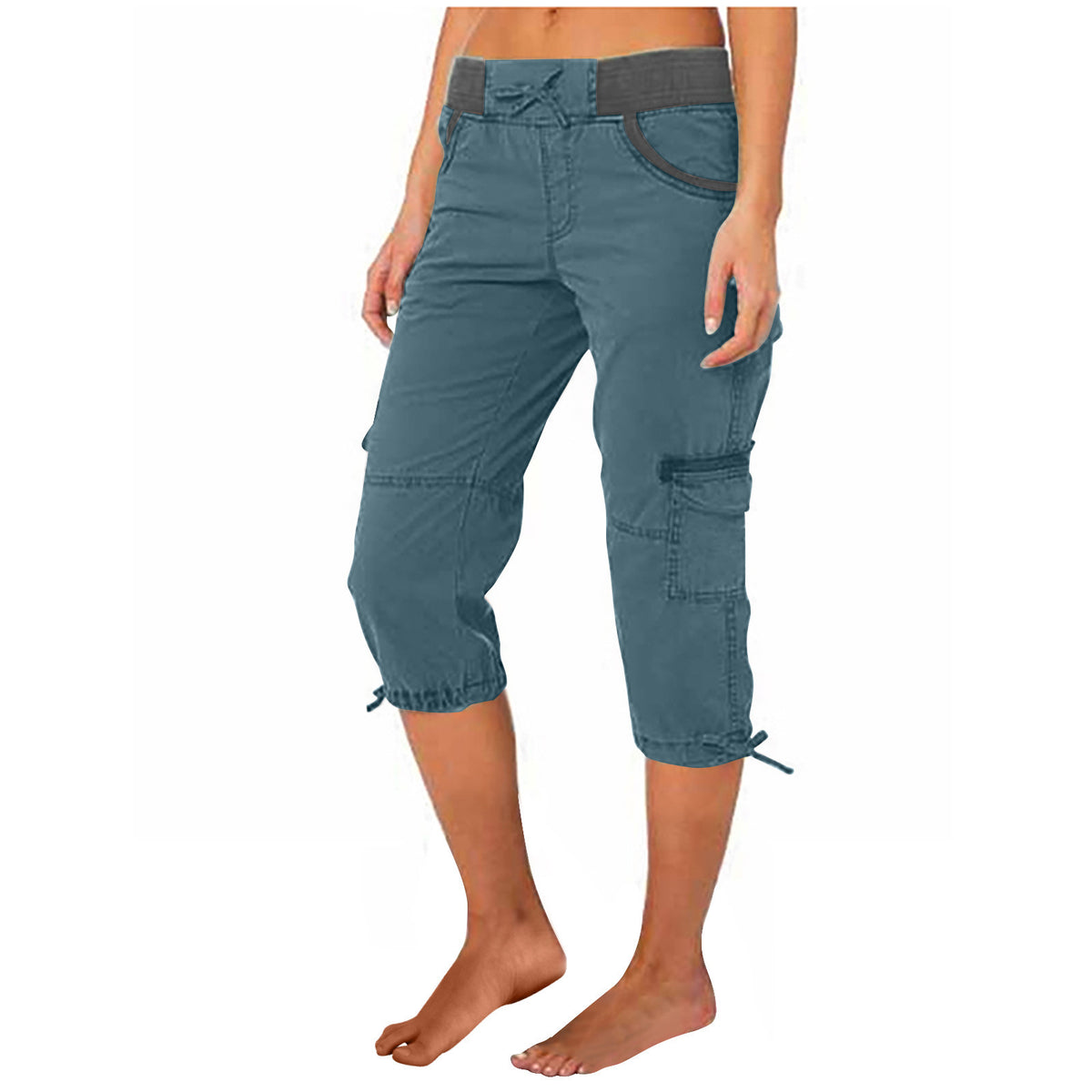 Megan cargo capri in Peacock Blue