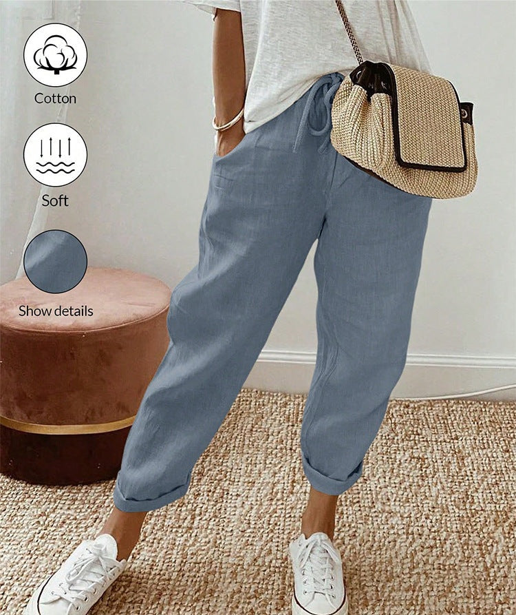 Hine linen pants in Grey Blue