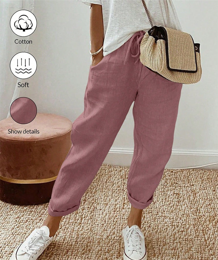 Hine linen pants in Grey Pink