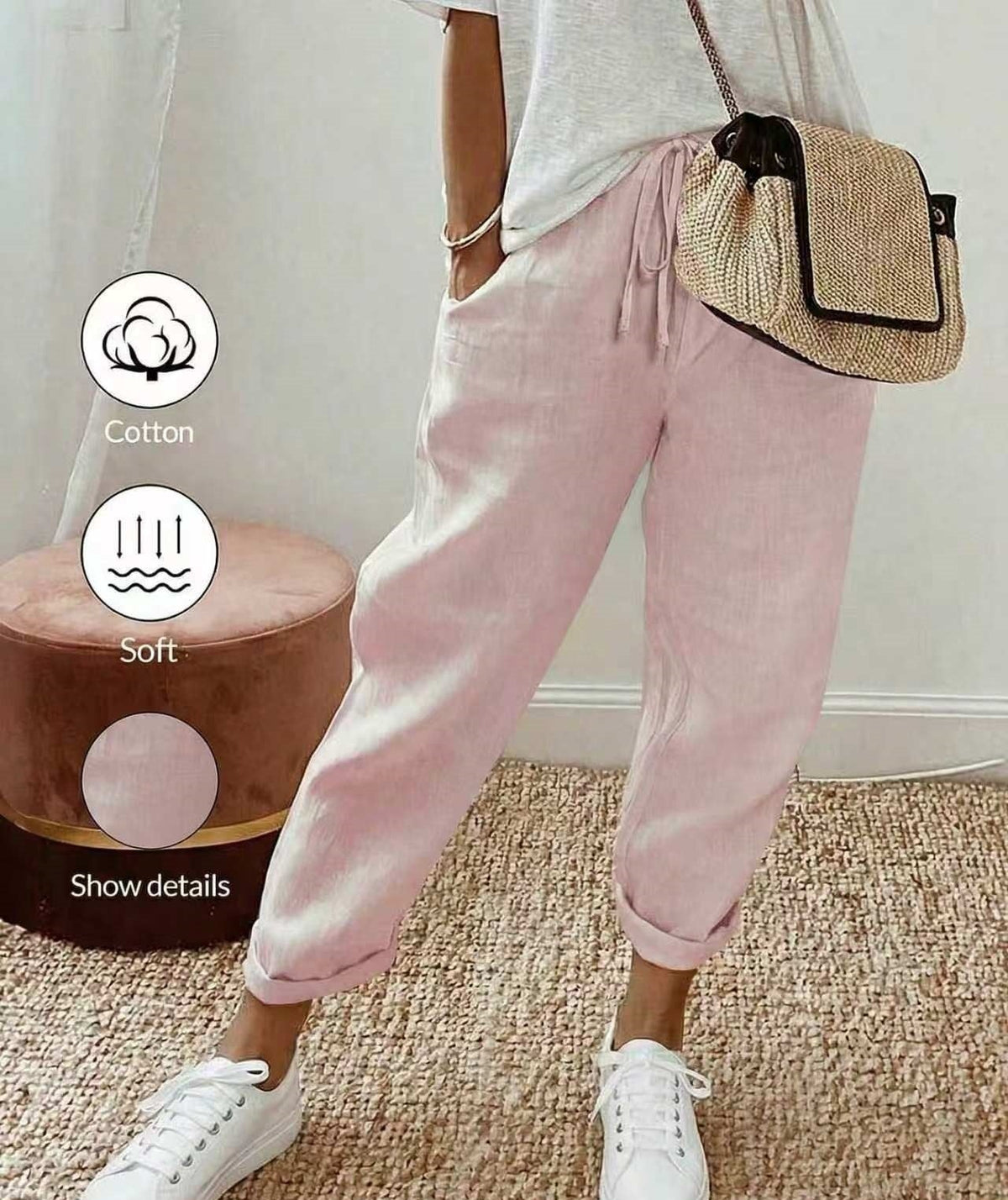 Hine linen pants in Light Pink