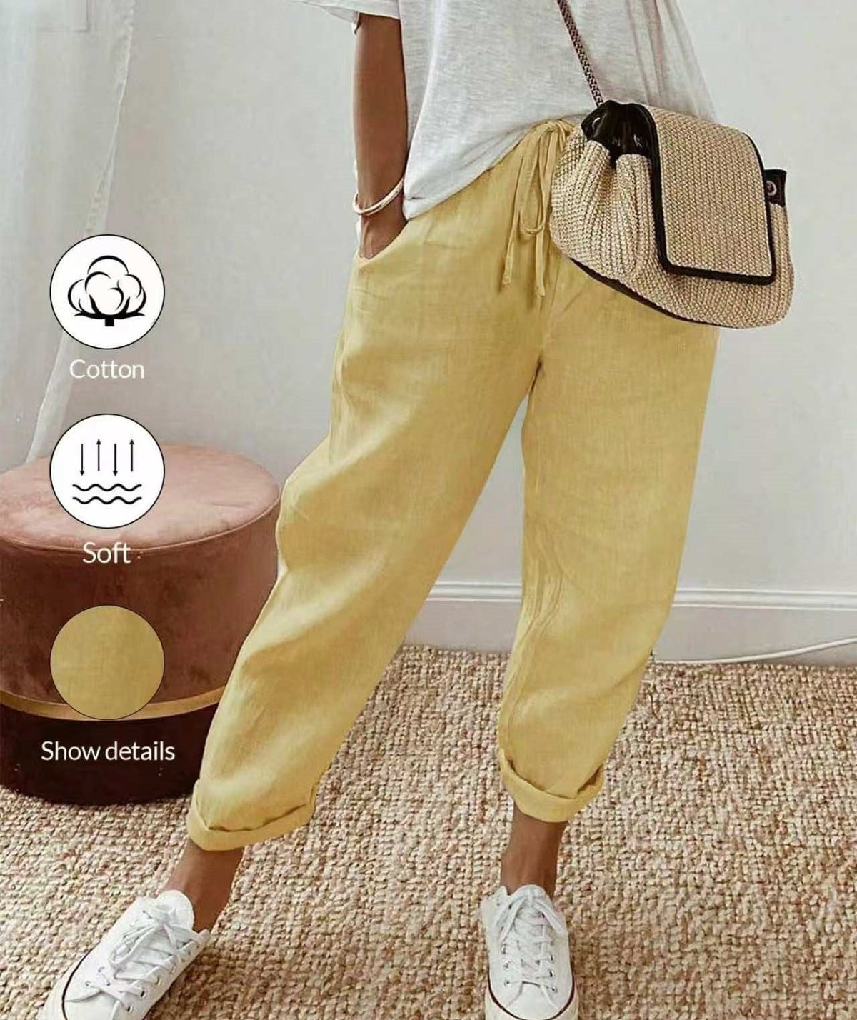 Hine linen pants in Light Yellow