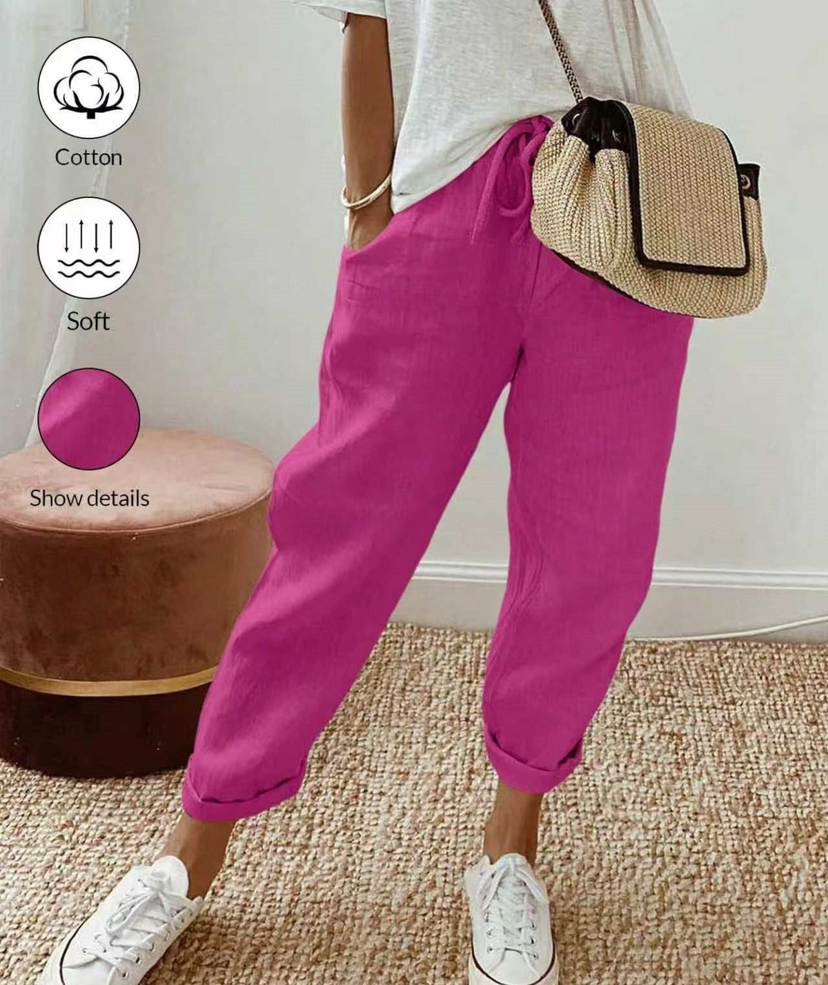 Hine linen pants in Magenta