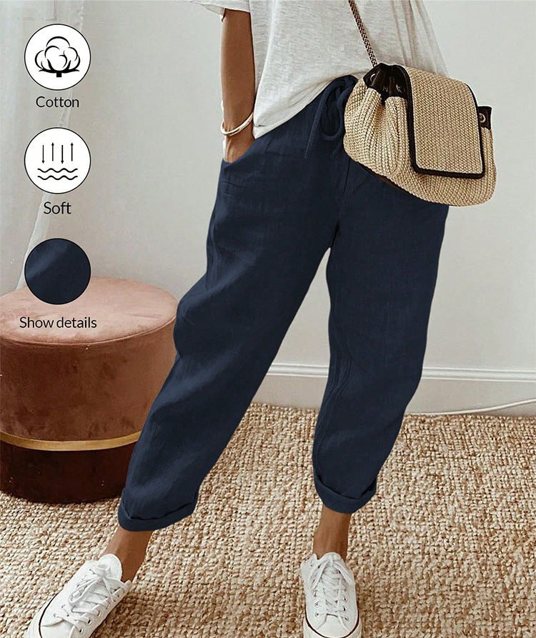 Hine linen pants in Navy