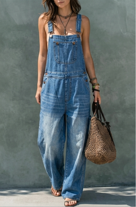 Amelia | Elastic Waist Denim Jumpsuit