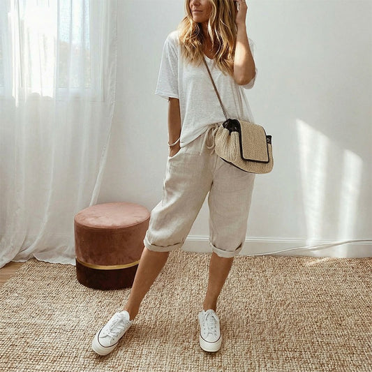 Holly | Cotton Linen Capri Pants