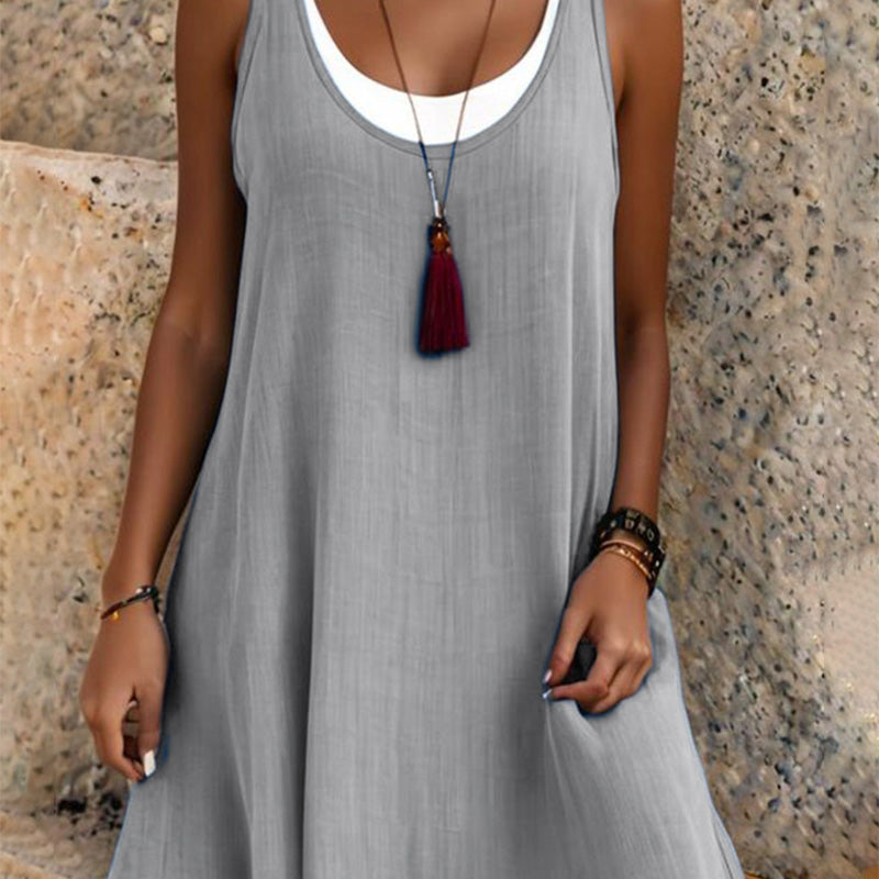 Rewa | Layered Linen-Look Tank Dress