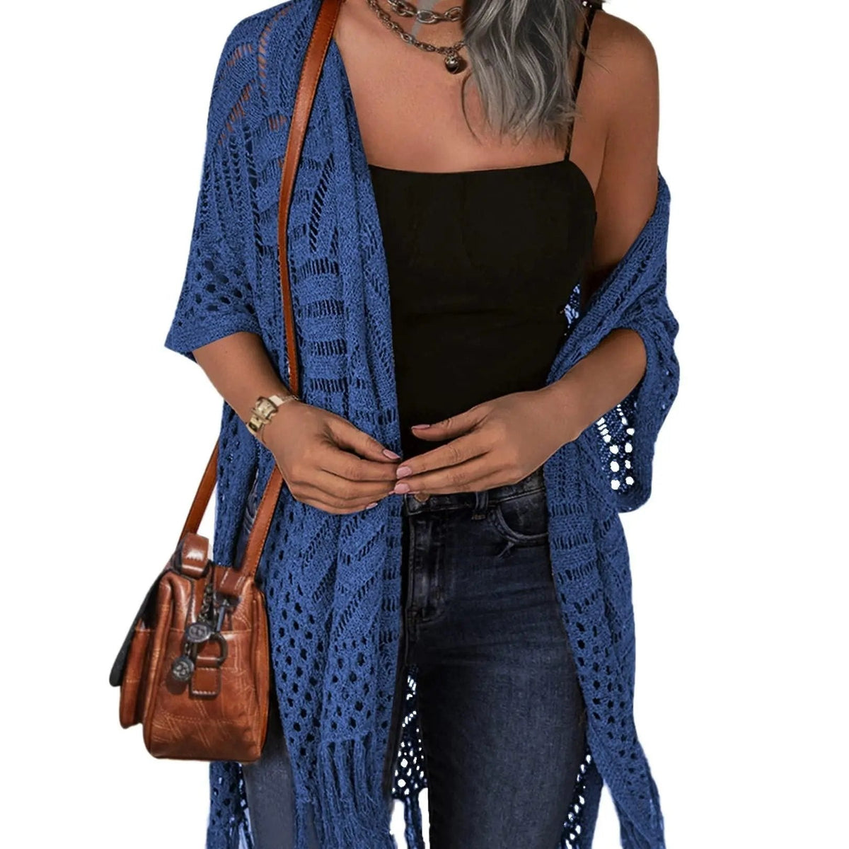 Fiona | Open Knit Tassel Cardigan