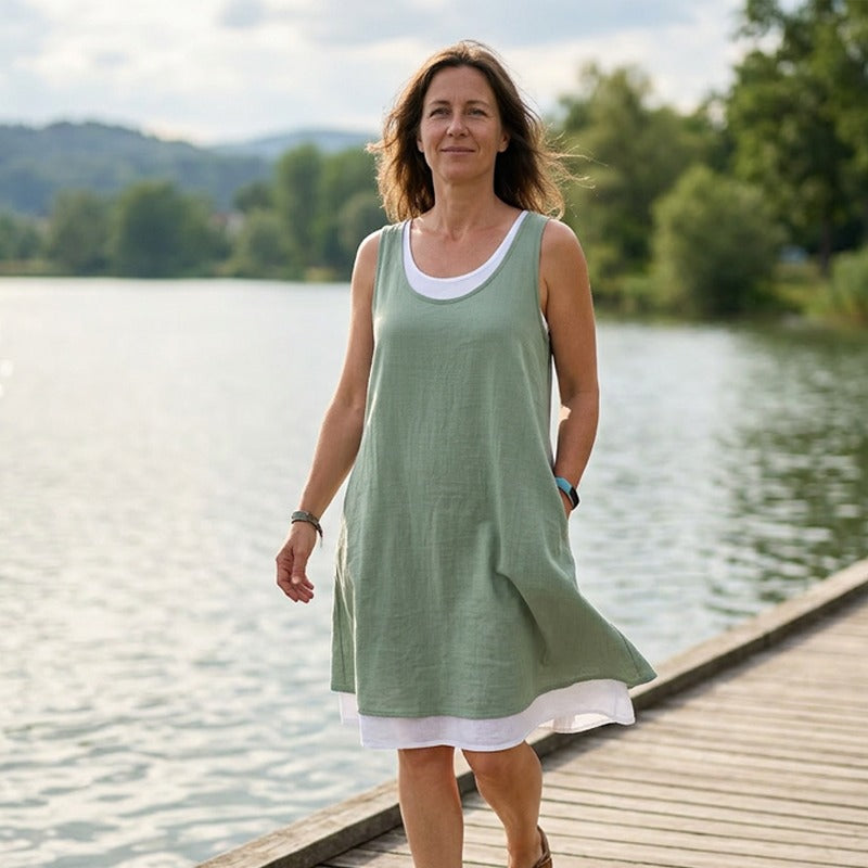 Rewa | Layered Linen-Look Tank Dress
