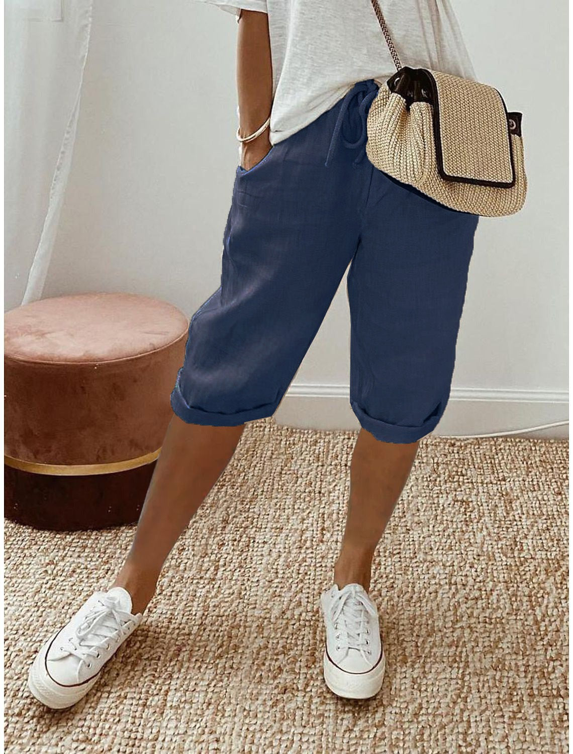 Holly | Cotton Linen Capri Pants