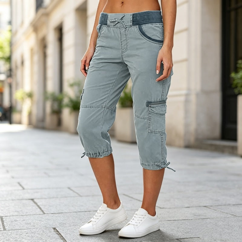 Megan | High-Waist Cargo Capri Pants