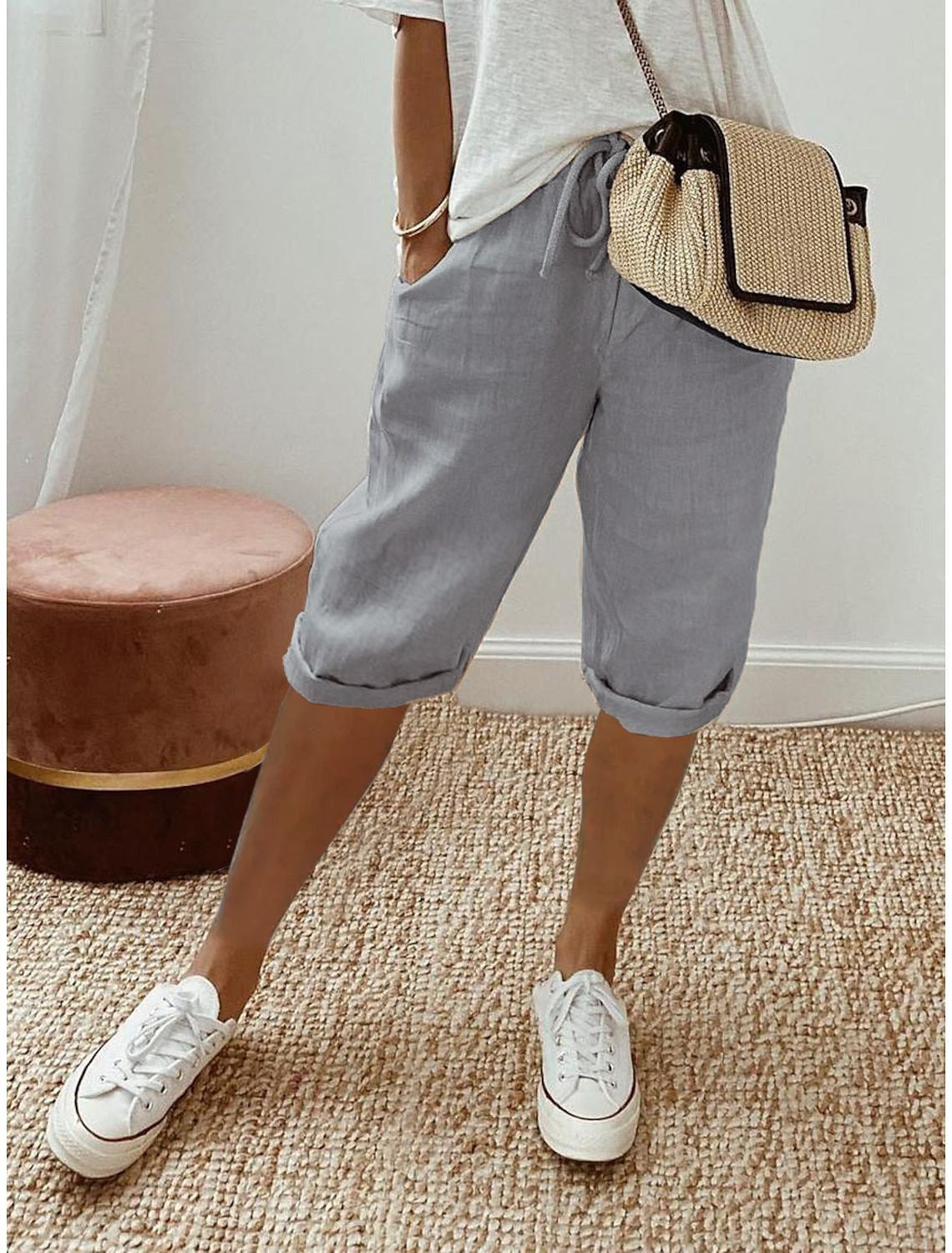 Holly | Cotton Linen Capri Pants