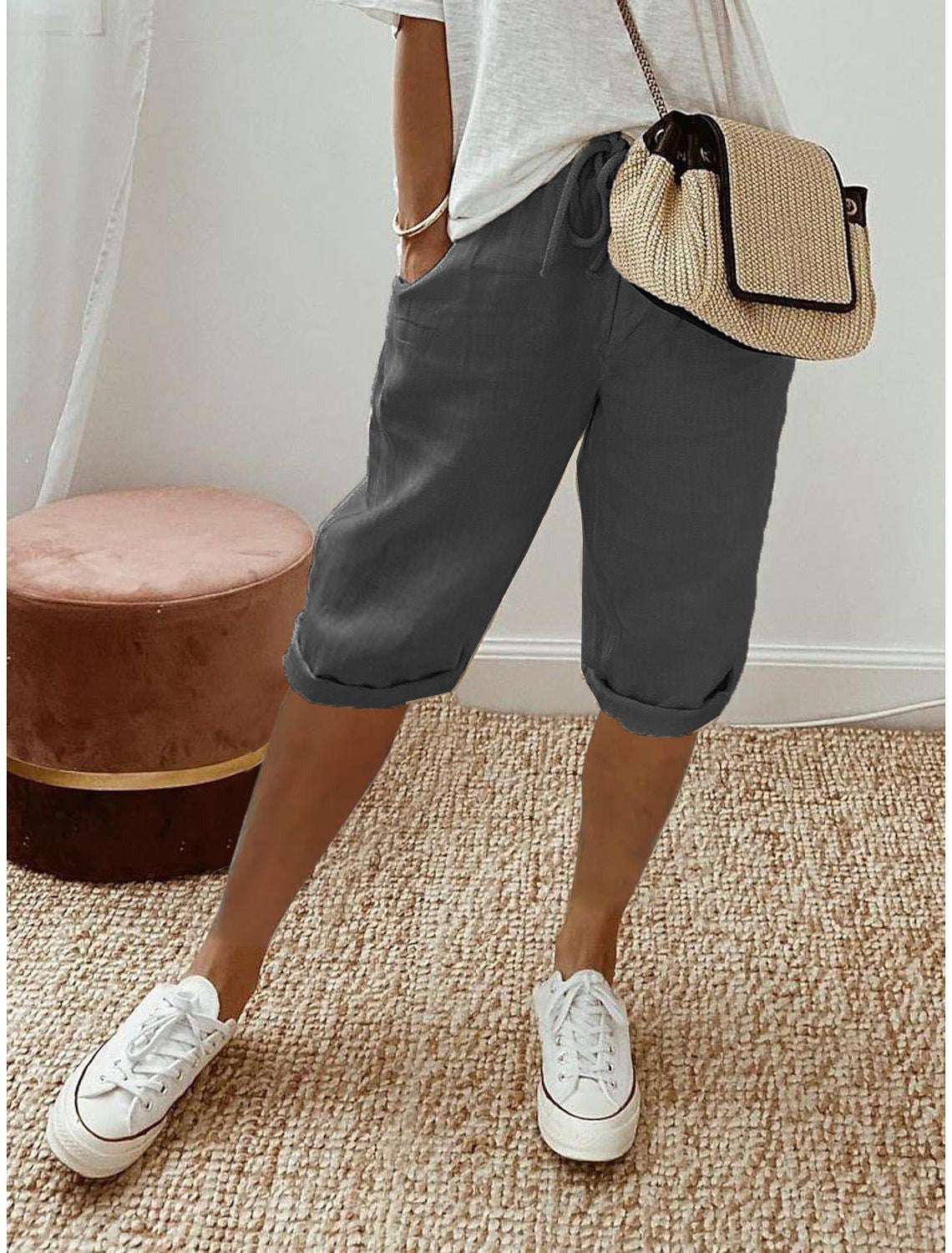 Holly | Cotton Linen Capri Pants