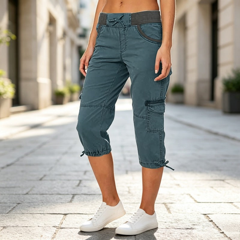 Megan | High-Waist Cargo Capri Pants