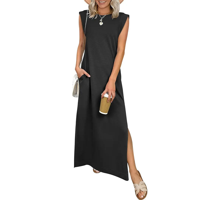 Hazel | Crew-Neck Sleeveless Maxi Dress