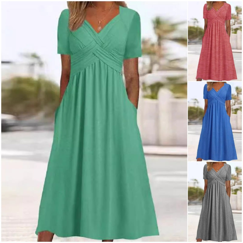 Emily | Cross-Front V-Neck Maxi Dress