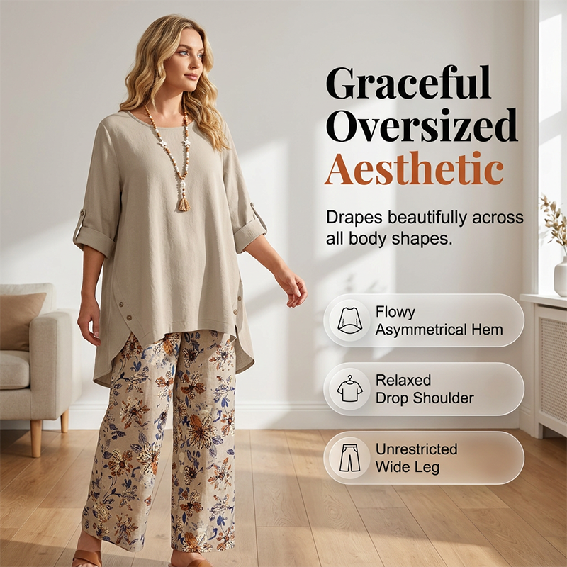 Freya | Boho Cotton-Linen Tunic & Pants Set
