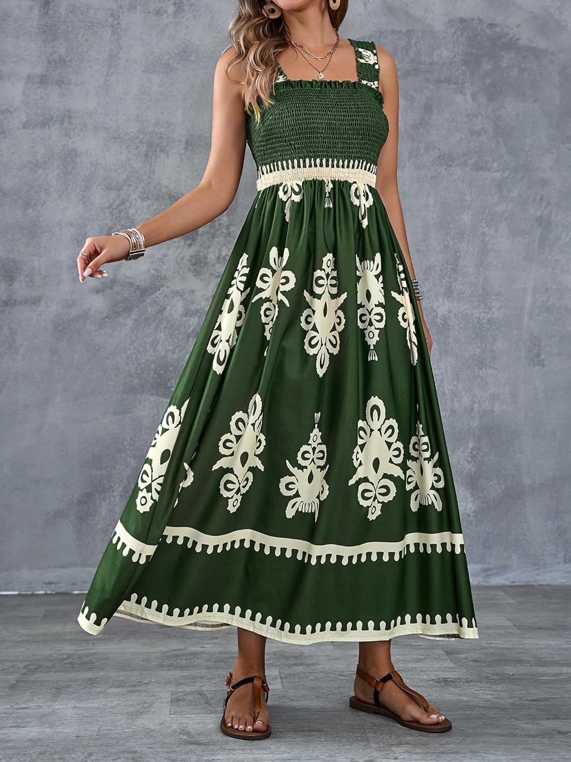 Bella | Smocked Print Maxi Dress