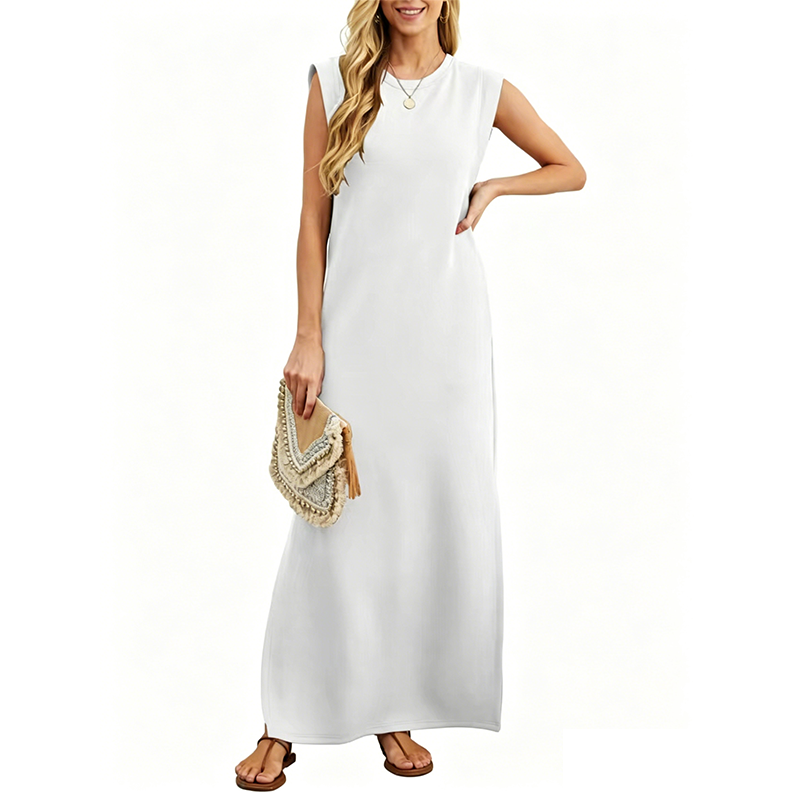 Hazel | Crew-Neck Sleeveless Maxi Dress