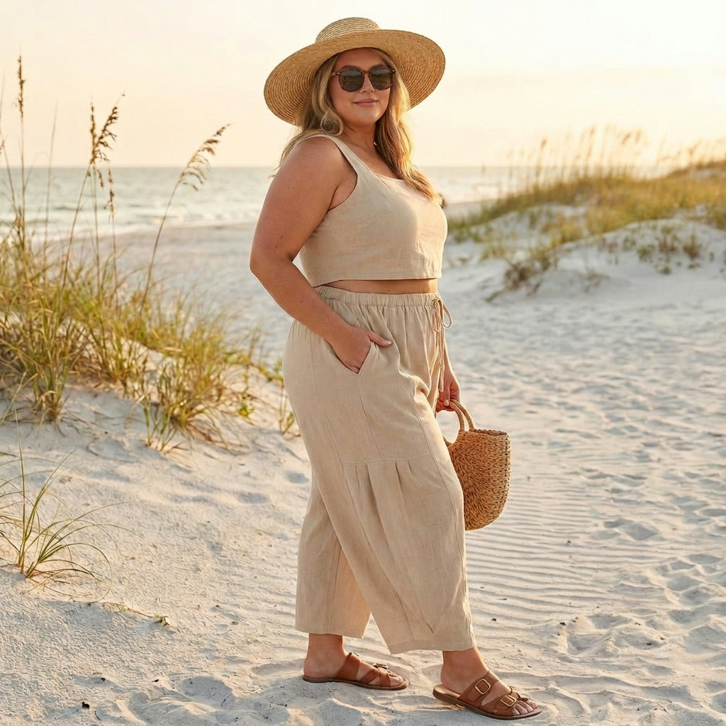 Leah | Linen-Blend Wide-Leg Pants
