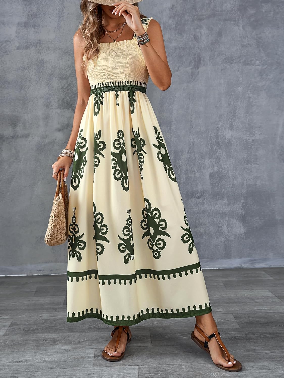 Bella | Smocked Print Maxi Dress