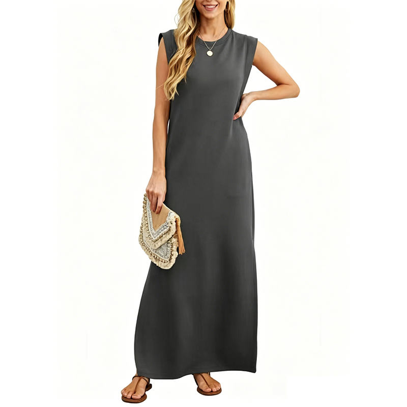 Hazel | Crew-Neck Sleeveless Maxi Dress