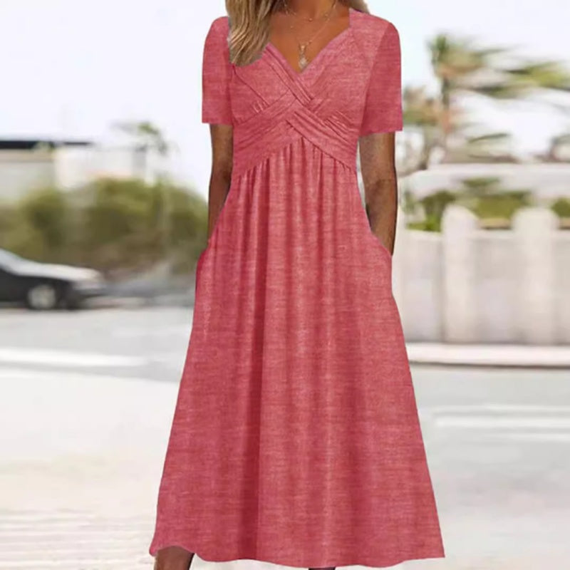 Emily | Cross-Front V-Neck Maxi Dress