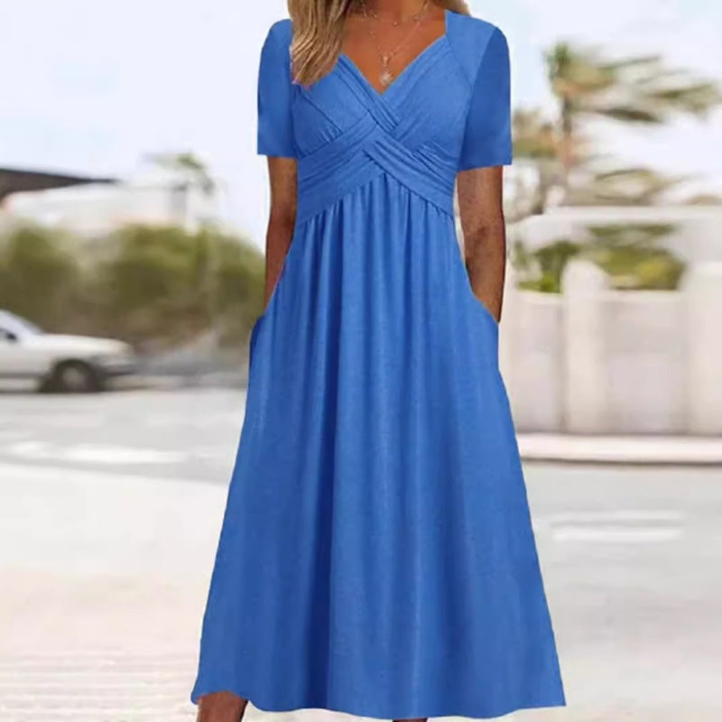 Emily | Cross-Front V-Neck Maxi Dress