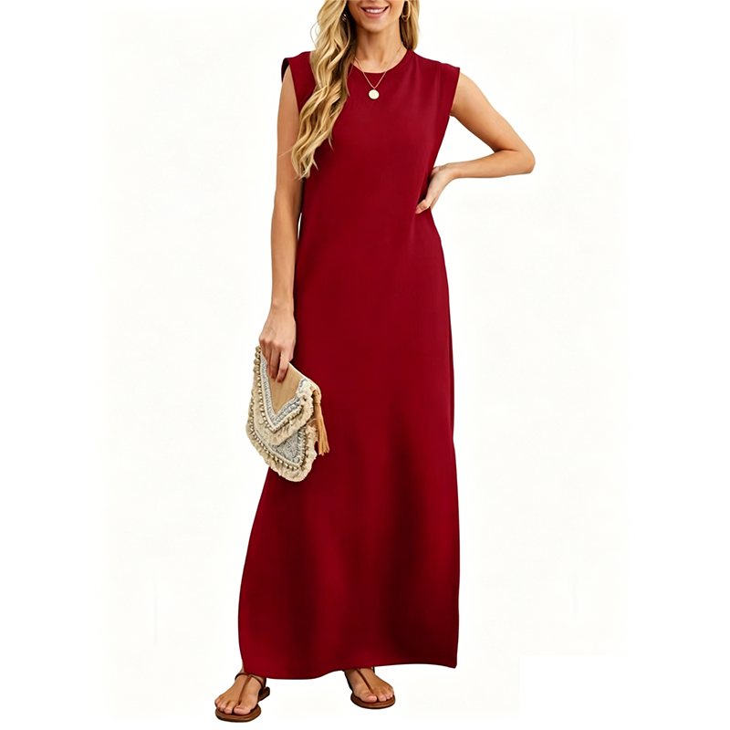 Hazel | Crew-Neck Sleeveless Maxi Dress