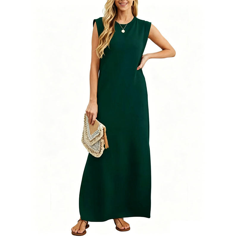 Hazel | Crew-Neck Sleeveless Maxi Dress
