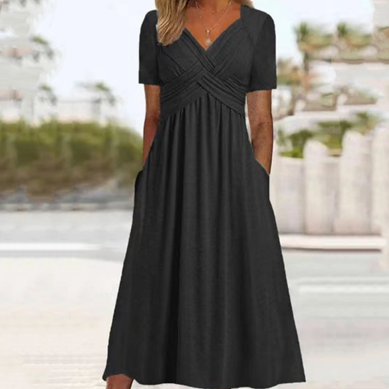 Emily | Cross-Front V-Neck Maxi Dress