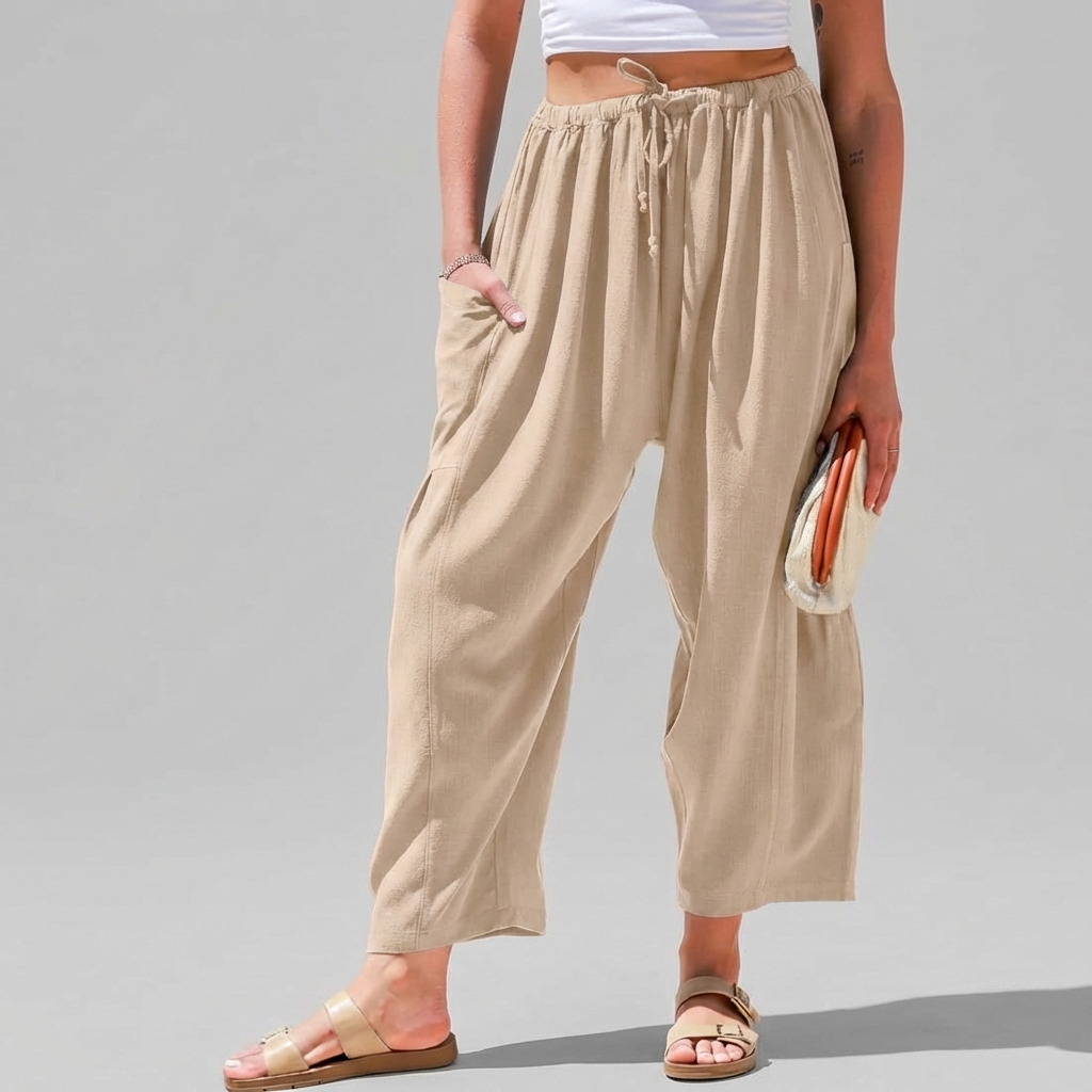 Leah | Linen-Blend Wide-Leg Pants