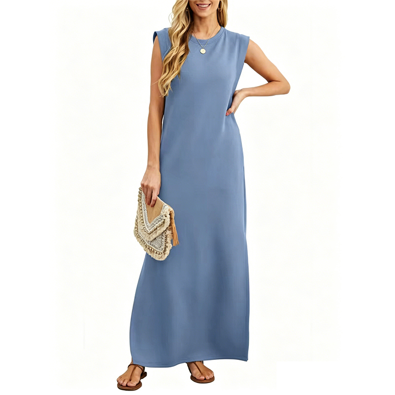 Hazel | Crew-Neck Sleeveless Maxi Dress