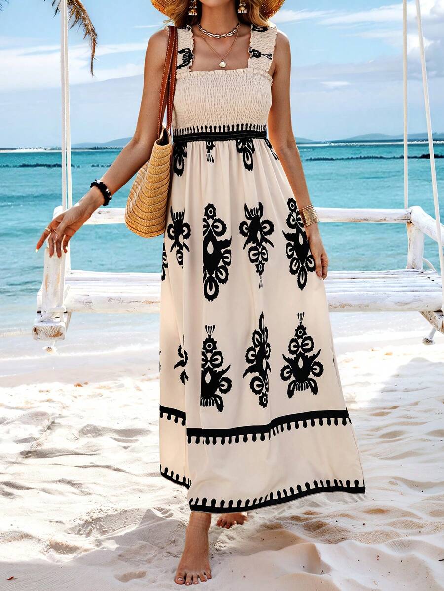 Bella | Smocked Print Maxi Dress