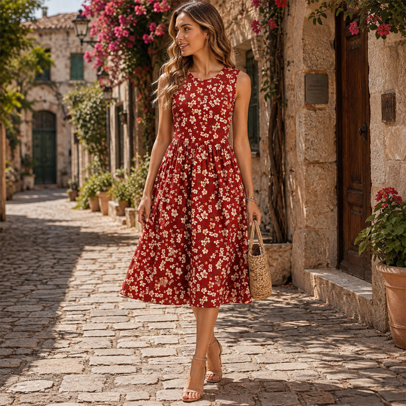 Stella | Sleeveless Swing Midi Dress