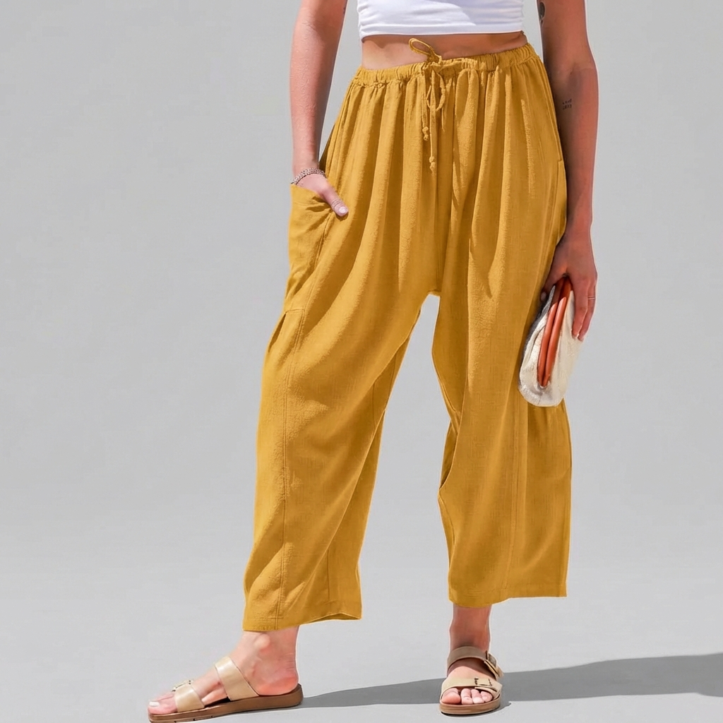 Leah | Linen-Blend Wide-Leg Pants