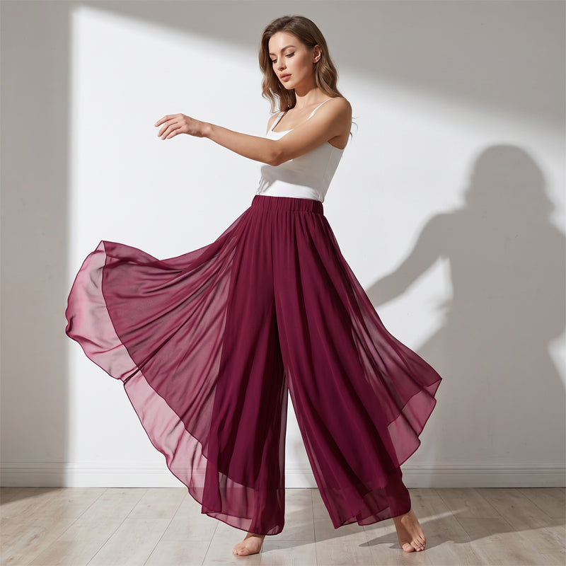Iris | Asymmetric Chiffon Wide-Leg Pants