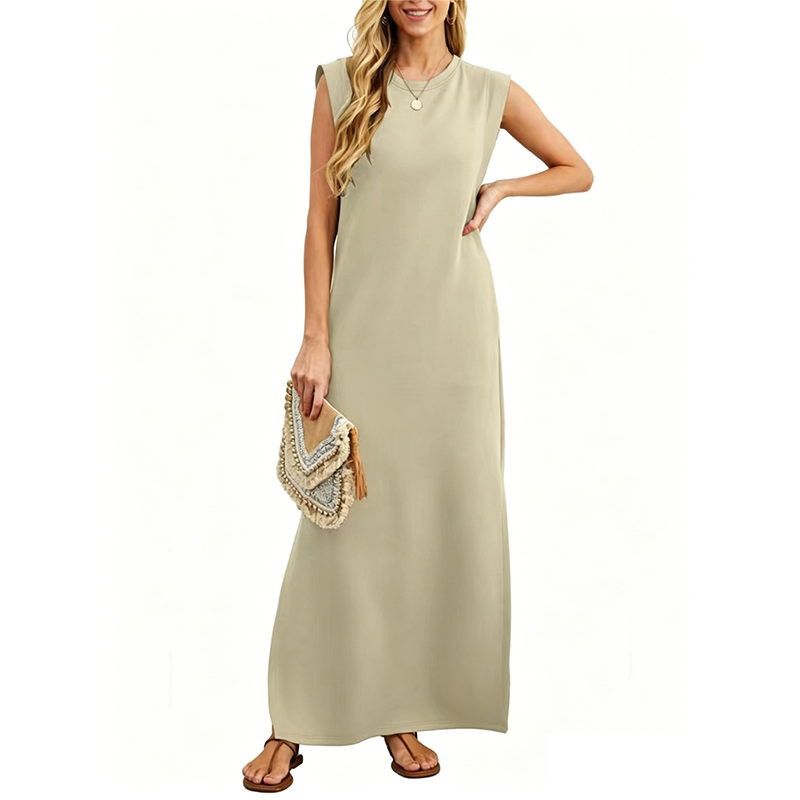 Hazel | Crew-Neck Sleeveless Maxi Dress
