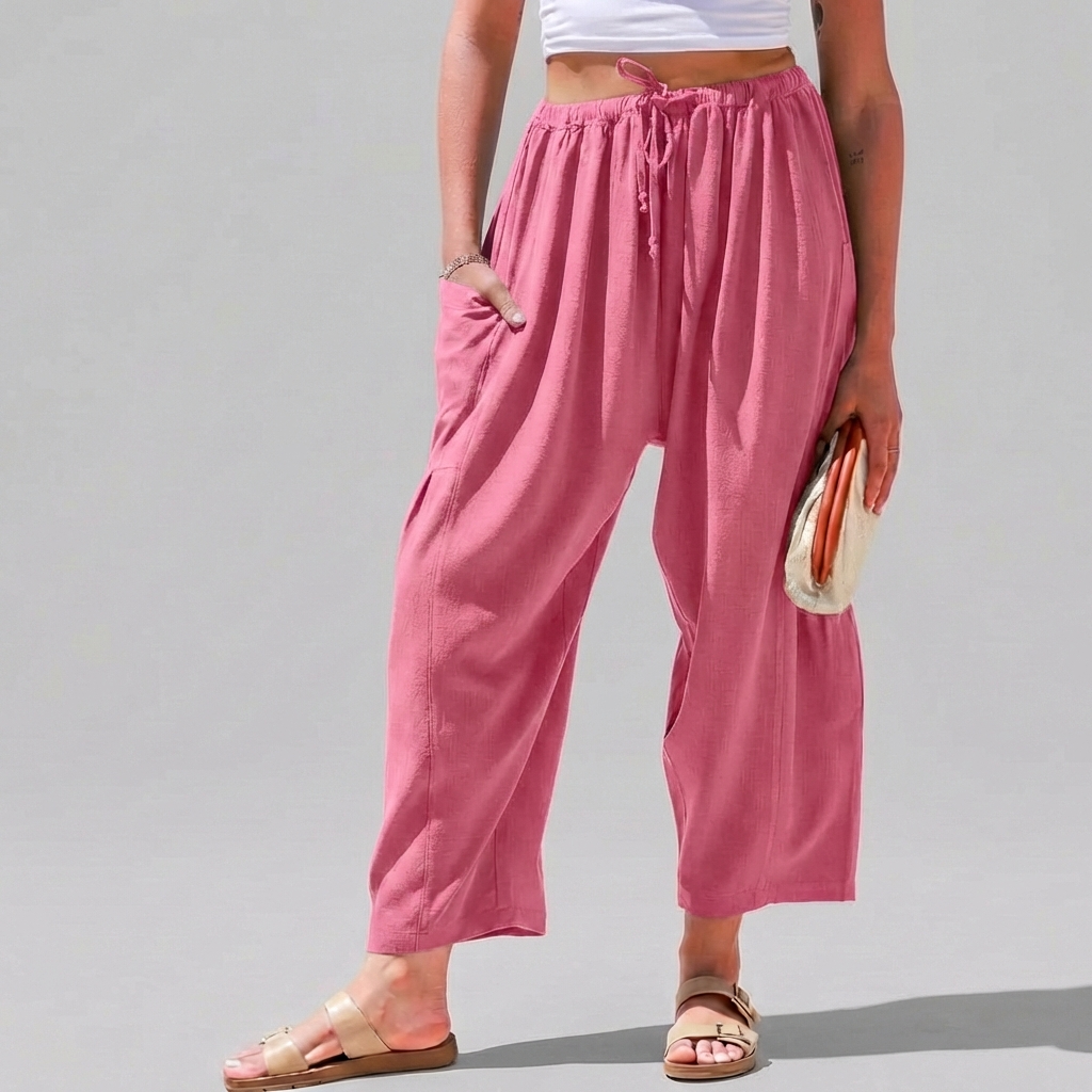 Leah | Linen-Blend Wide-Leg Pants