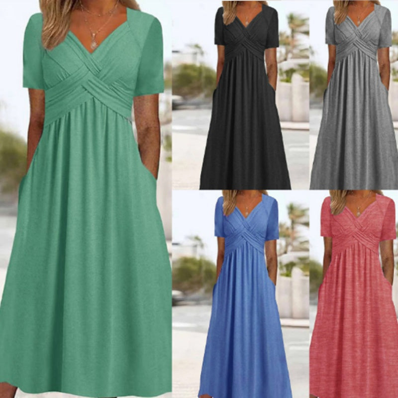 Emily | Cross-Front V-Neck Maxi Dress