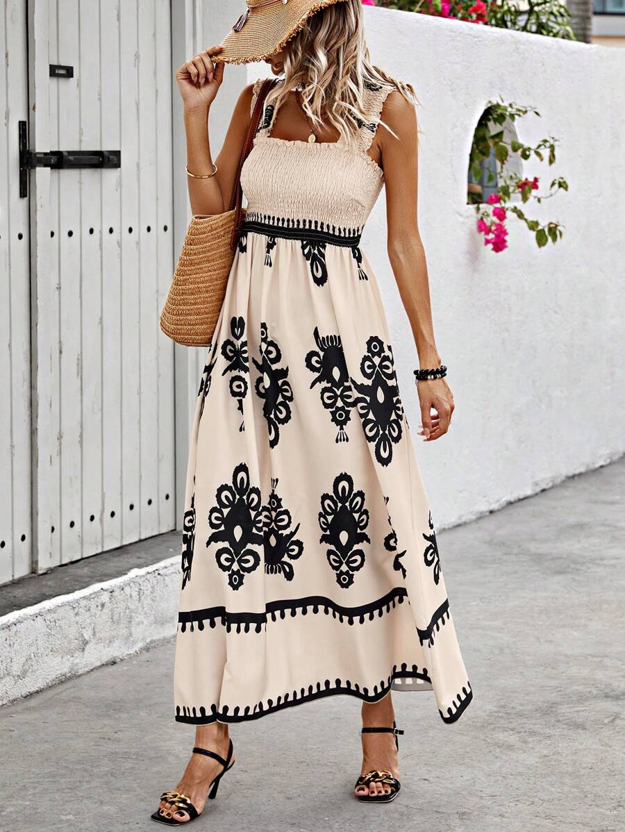 Bella | Smocked Print Maxi Dress
