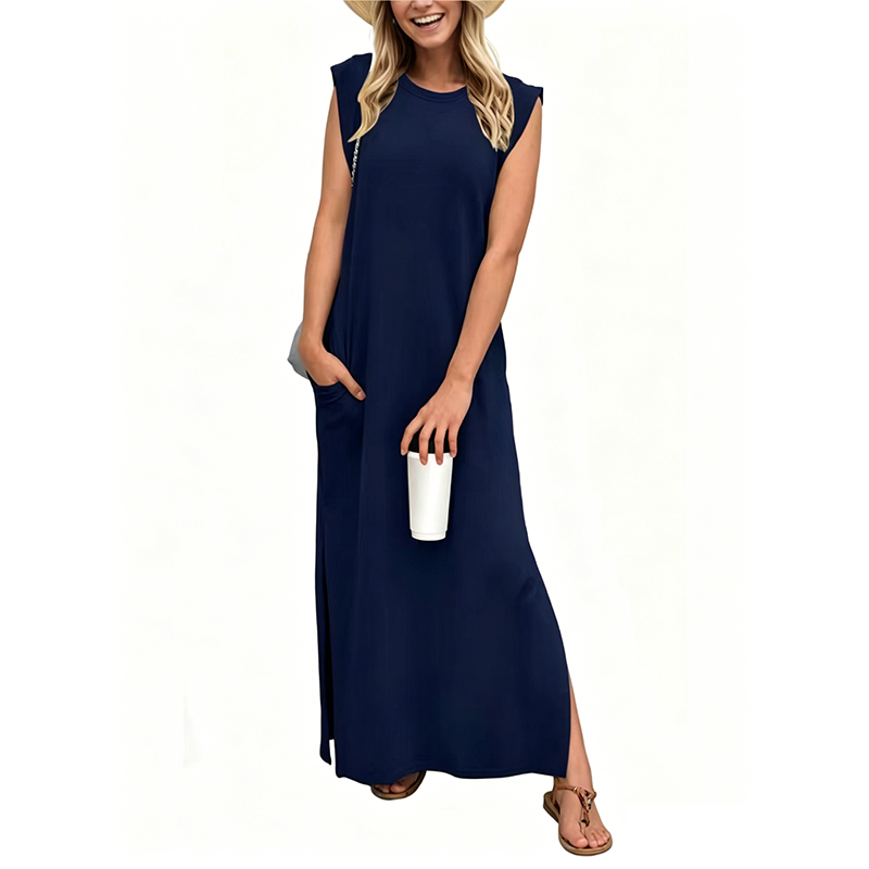 Hazel | Crew-Neck Sleeveless Maxi Dress