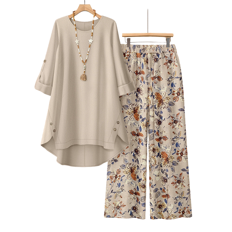 Freya | Boho Cotton-Linen Tunic & Pants Set