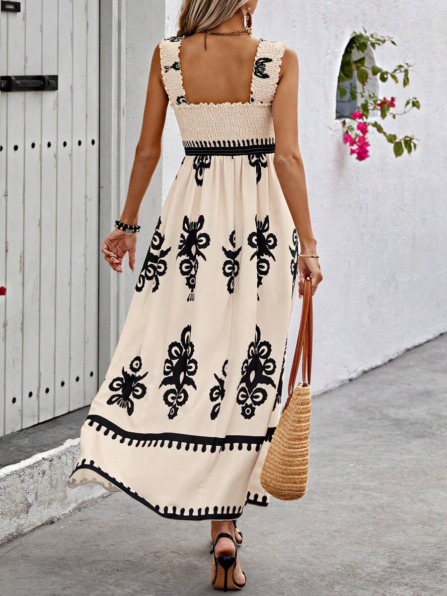 Bella | Smocked Print Maxi Dress