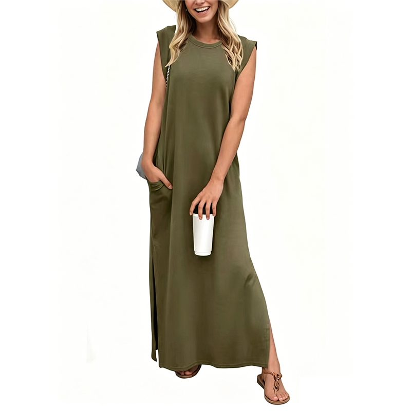 Hazel | Crew-Neck Sleeveless Maxi Dress