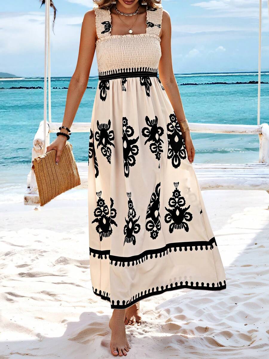 Bella | Smocked Print Maxi Dress