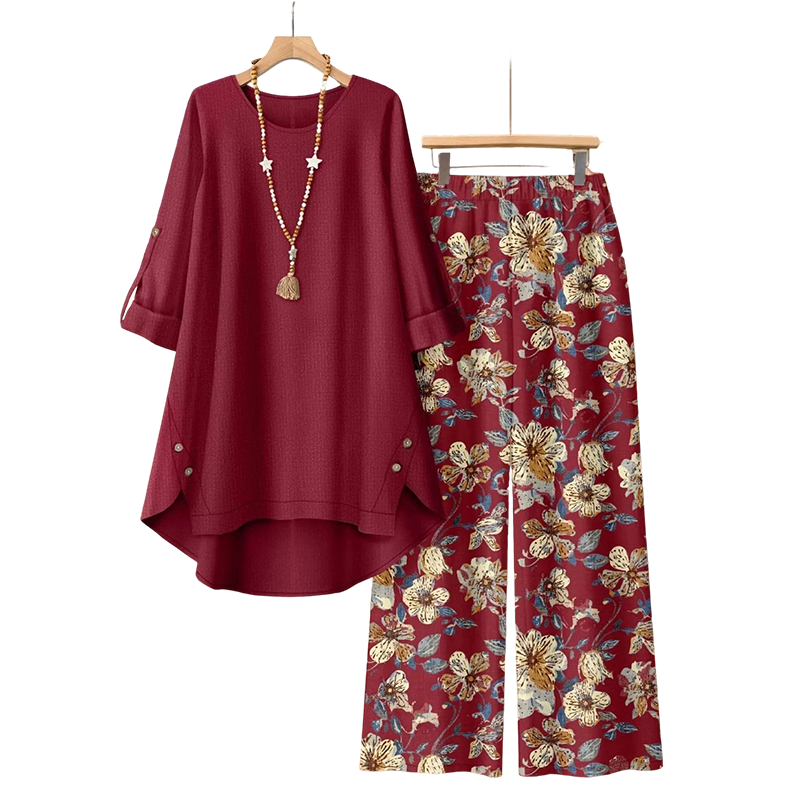 Freya | Boho Cotton-Linen Tunic & Pants Set
