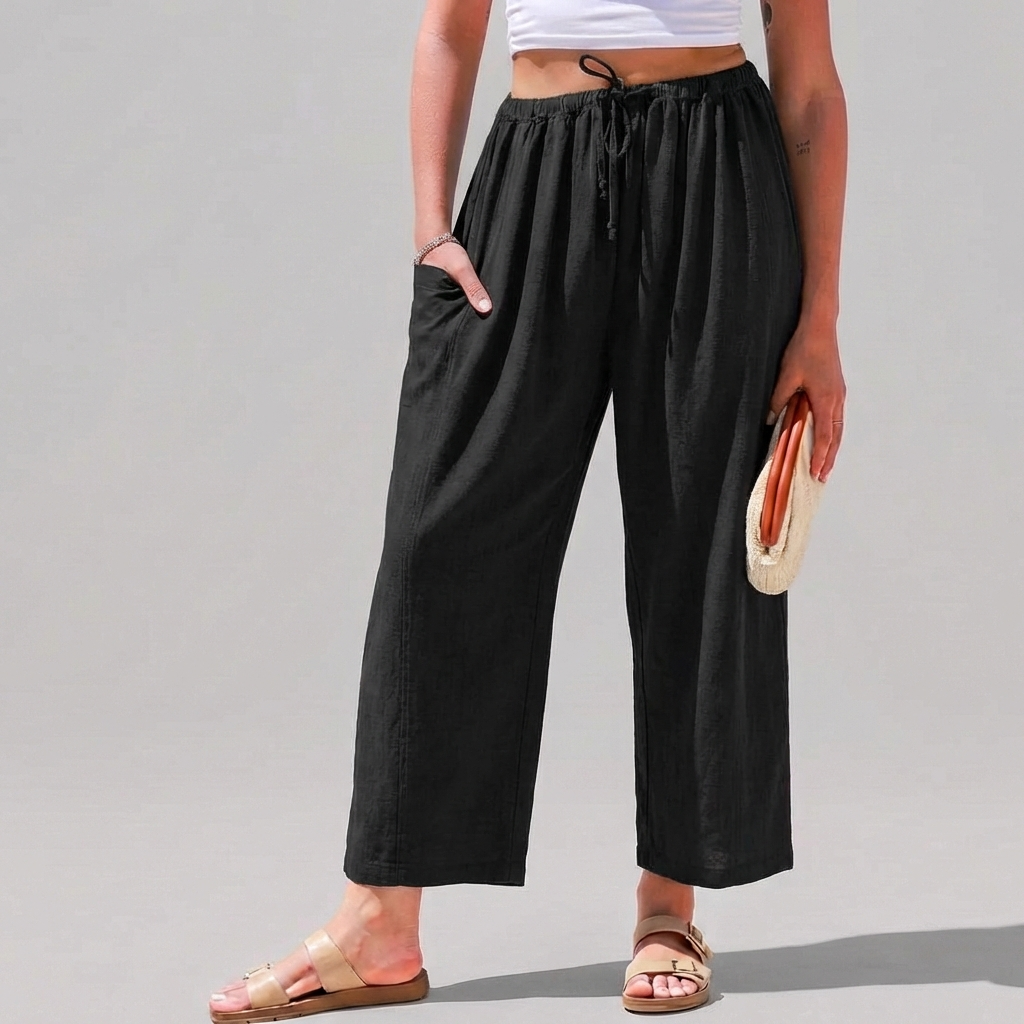 Leah | Linen-Blend Wide-Leg Pants